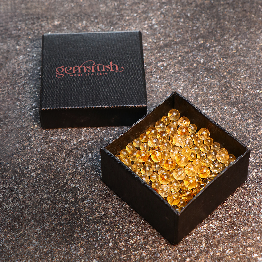 Citrine Smooth Round Beads Strands 15.5 Inch