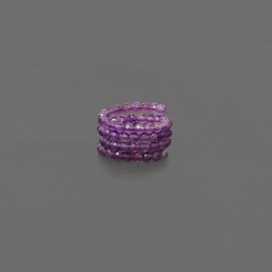 Amethyst Engagement Gemstone Beaded Ring - Timeless Beauty