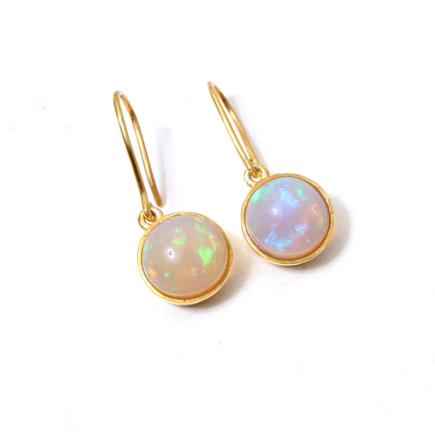 Natural Ethiopian Opal Drop Earrings – Iridescent Fire Opal Gold-Plated Dangle Earrings for Women