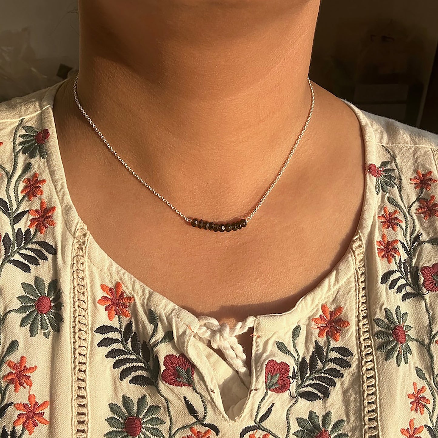 Stackable Necklace , Smoky Quartz Necklace,