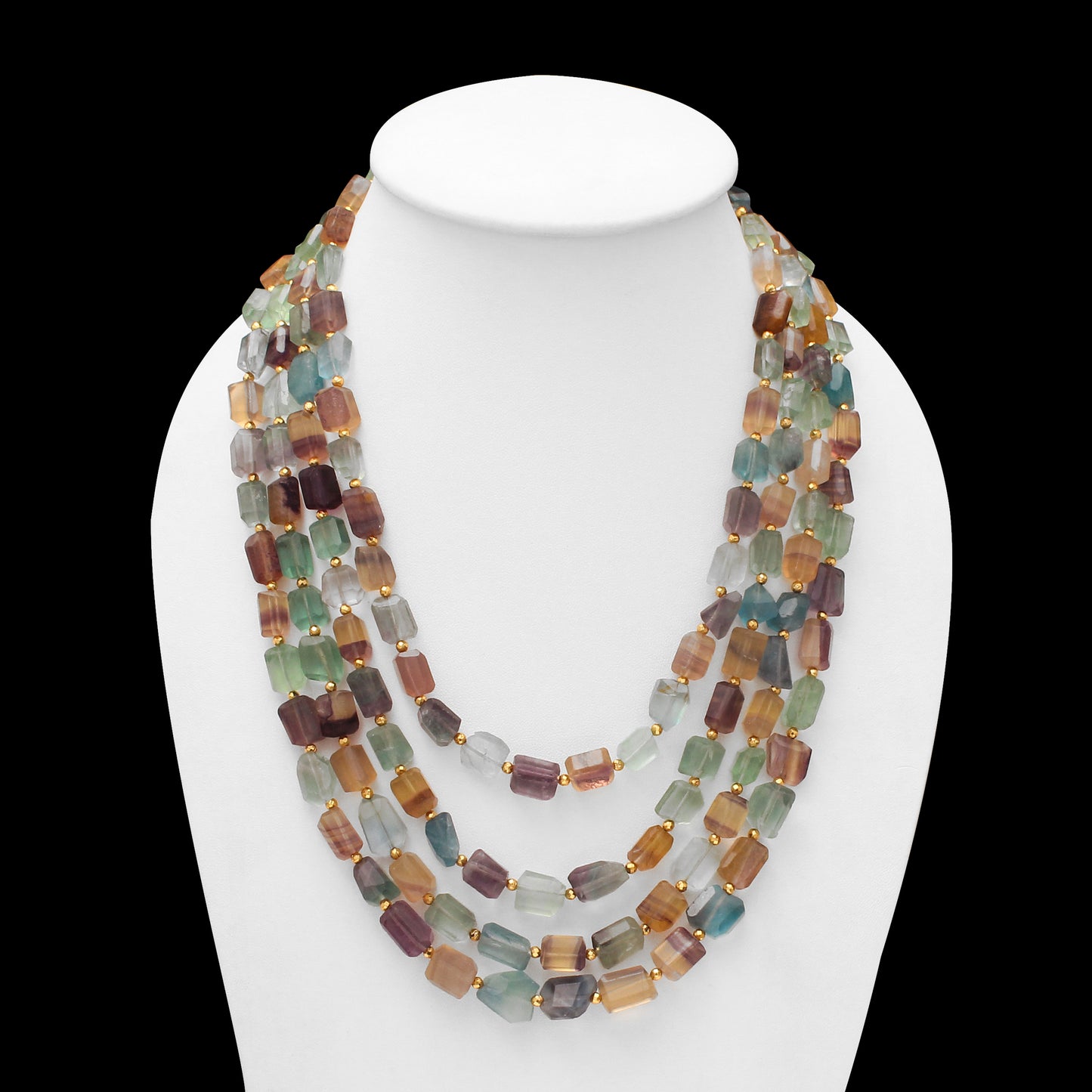 Multi-layer Fluorite gemstone necklace
