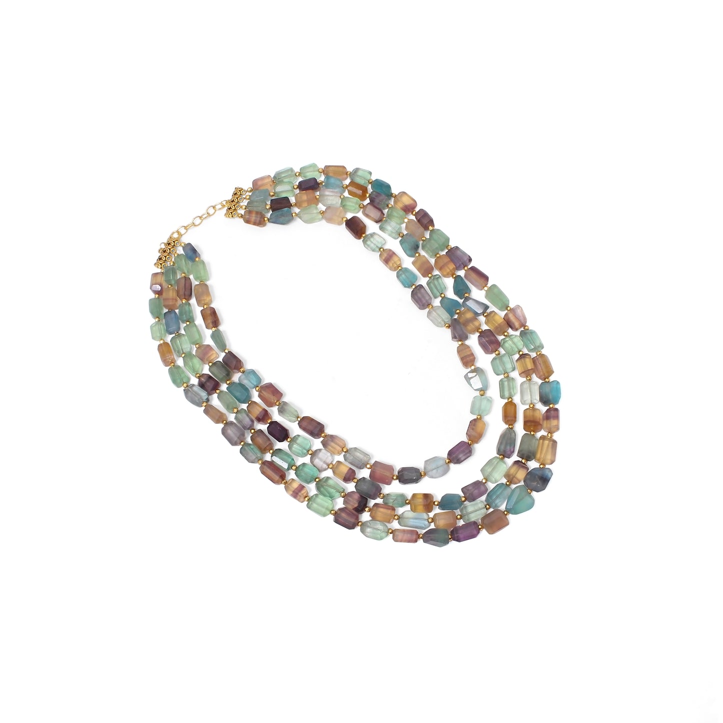 Layered Fluorite Hematite beads