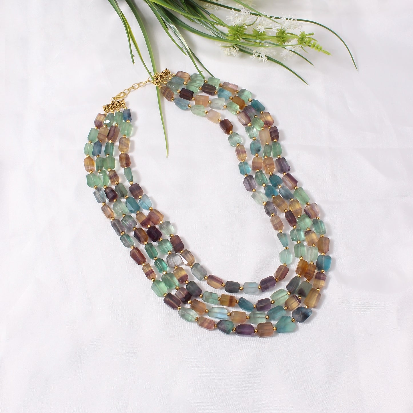 Boho Fluorite Hematite necklace