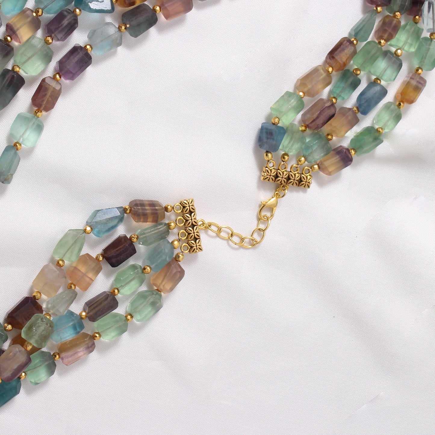 Multi-strand Fluorite Hematite necklace