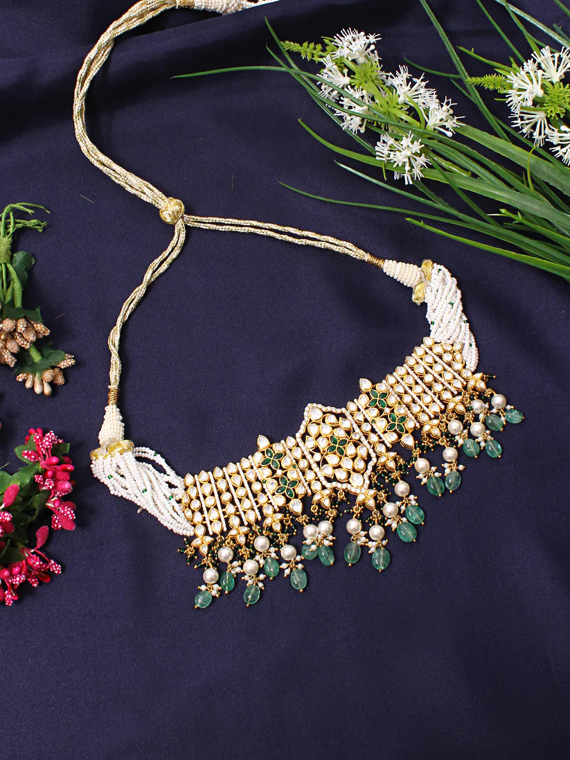 Faux Emerald & simulated Diamond Jewelry Set with Faux Pearls: Affordable Luxury for Every Occasion
