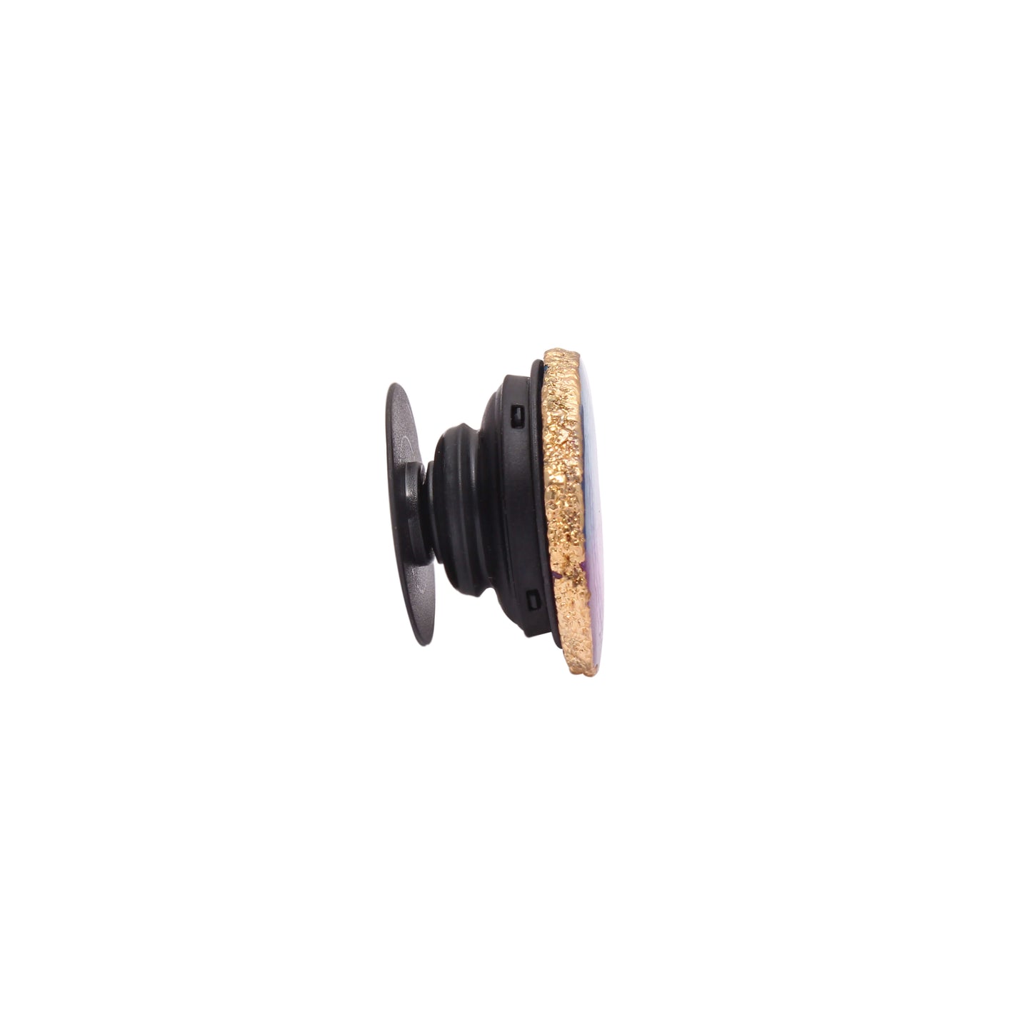 Rainbow Druzy Pop Socket Mobile Holder with Gold Plated Edges - Unique and Stylish Phone Grip