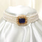 Heirloom Elegance: Carved Sapphire & Pearl Jewelry Set