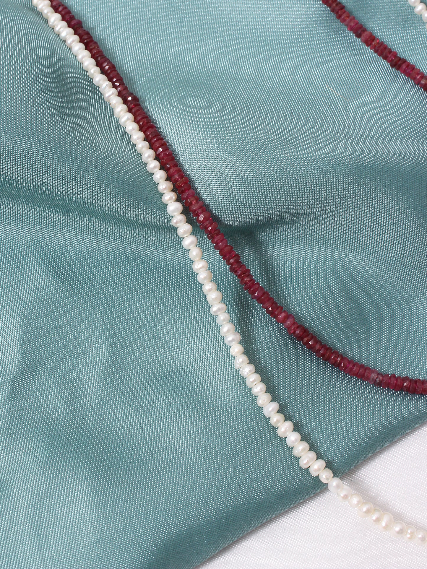 Pearl & Ruby Pendant: Timeless Elegance, Layered Necklace