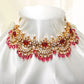 Radiance Redefined: Lightweight Faux Ruby & Pearl Necklace Set
