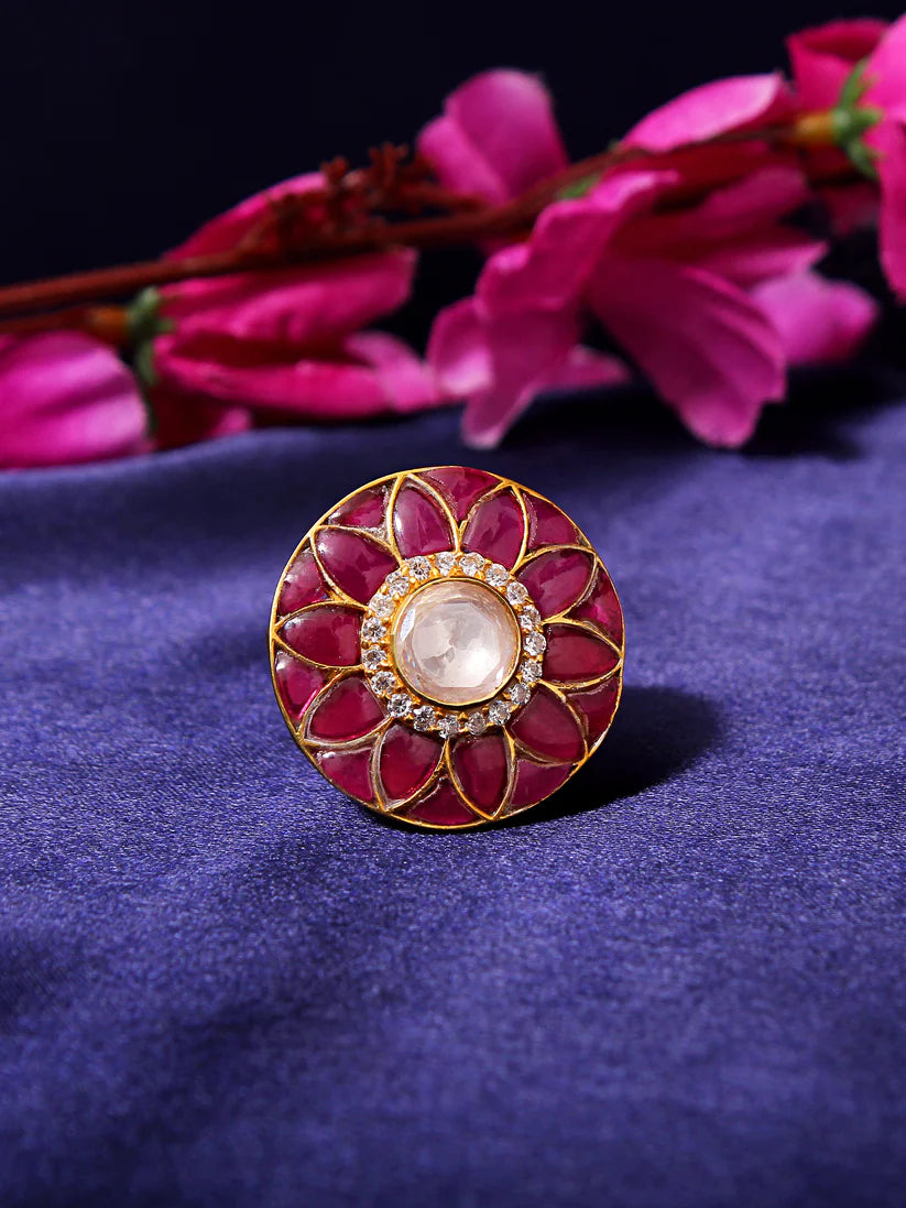Regal Radiance: Gemstone Adjustable Ring in Sterling Silver