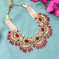 Radiance Redefined: Lightweight Faux Ruby & Pearl Necklace Set