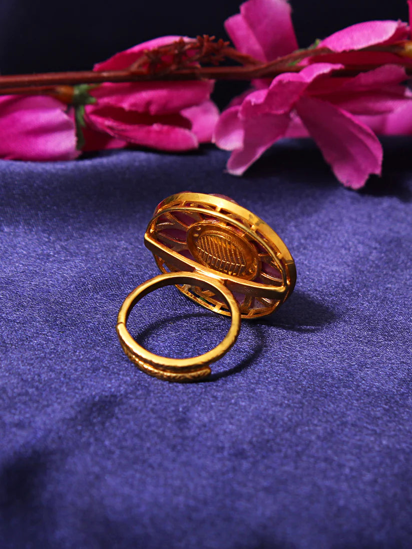 Regal Radiance: Gemstone Adjustable Ring in Sterling Silver