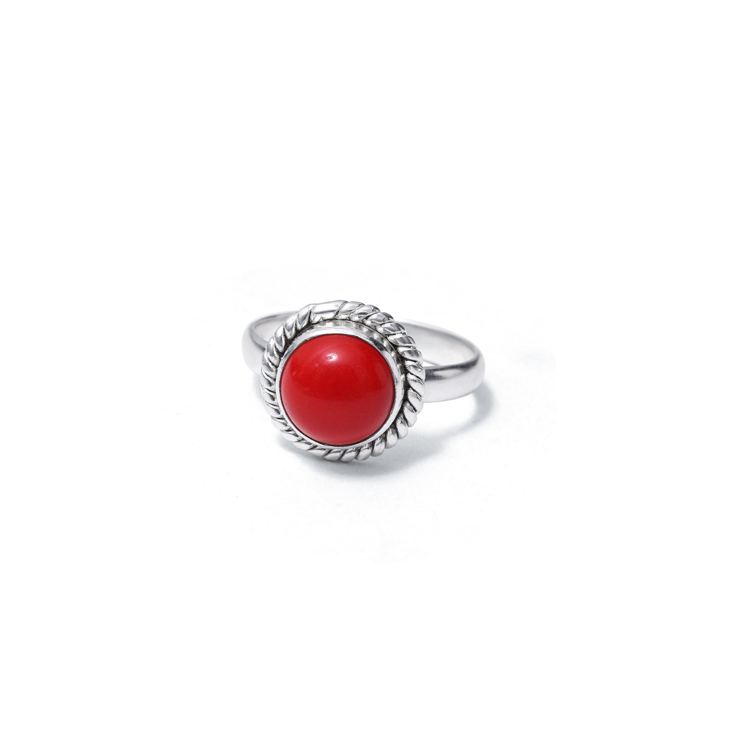 925 Sterling Silver Natural Red Coral Ring | Moonga Gemstone Ring for Women | Handmade Statement Jewelry