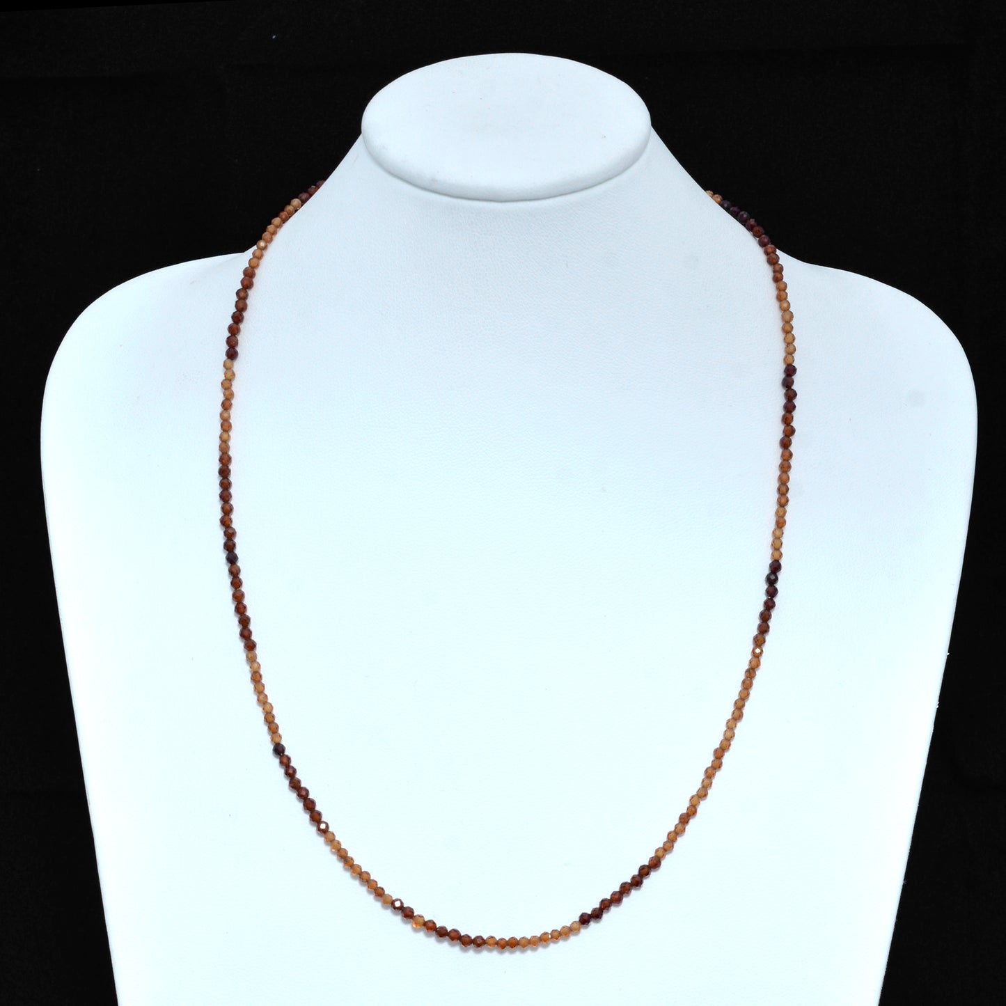 Cut Round Hessonite Garnet Beaded Necklace