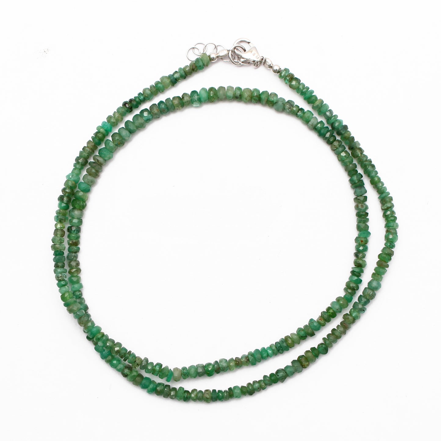Faceted Rondelle Emerald Beaded Necklace