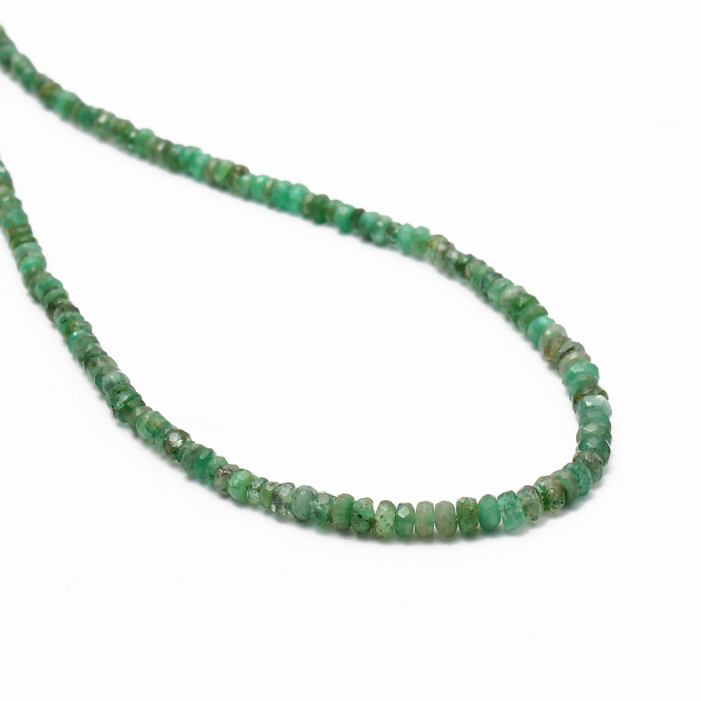 Faceted Rondelle Emerald Beaded Necklace Birthstone Jewelry