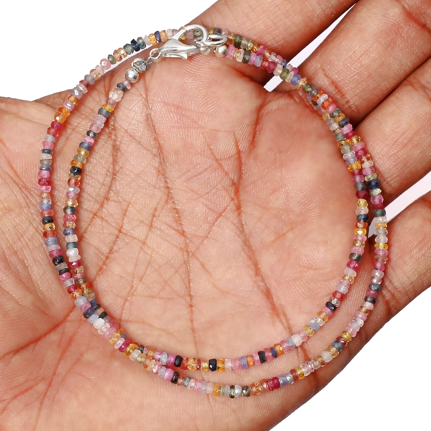 Natural Multi Sapphire Beaded Necklace: Sparkling September Birthstone Jewelry