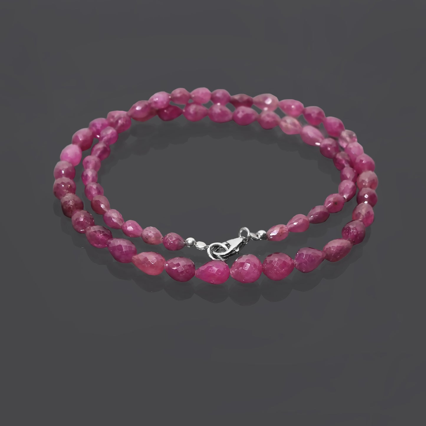 Mesmerizing Ruby Gemstone Drop Briolette Shape Necklace - Essential Ruby Jewelry