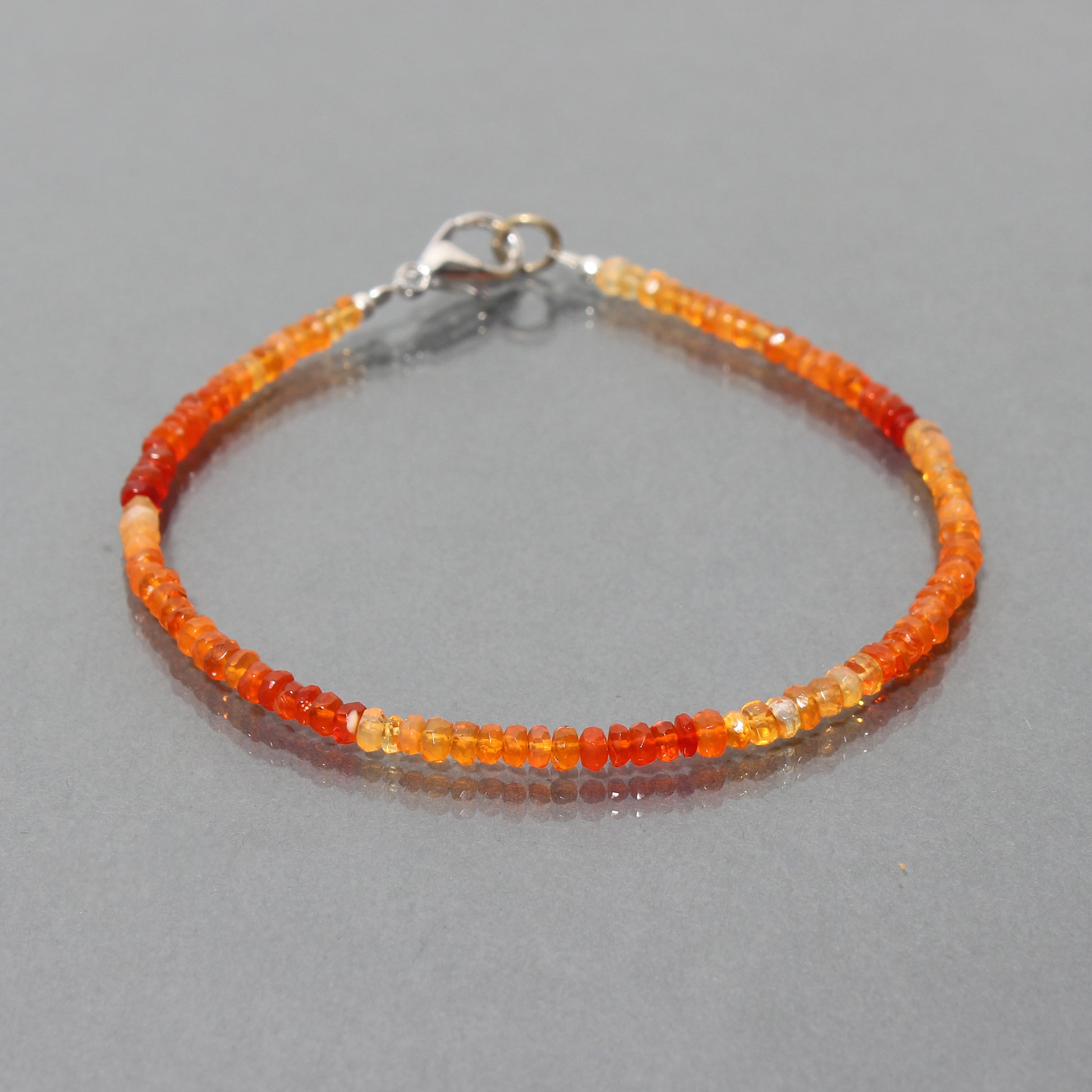 Mexican opal Rondelle beads silver lock bracelet