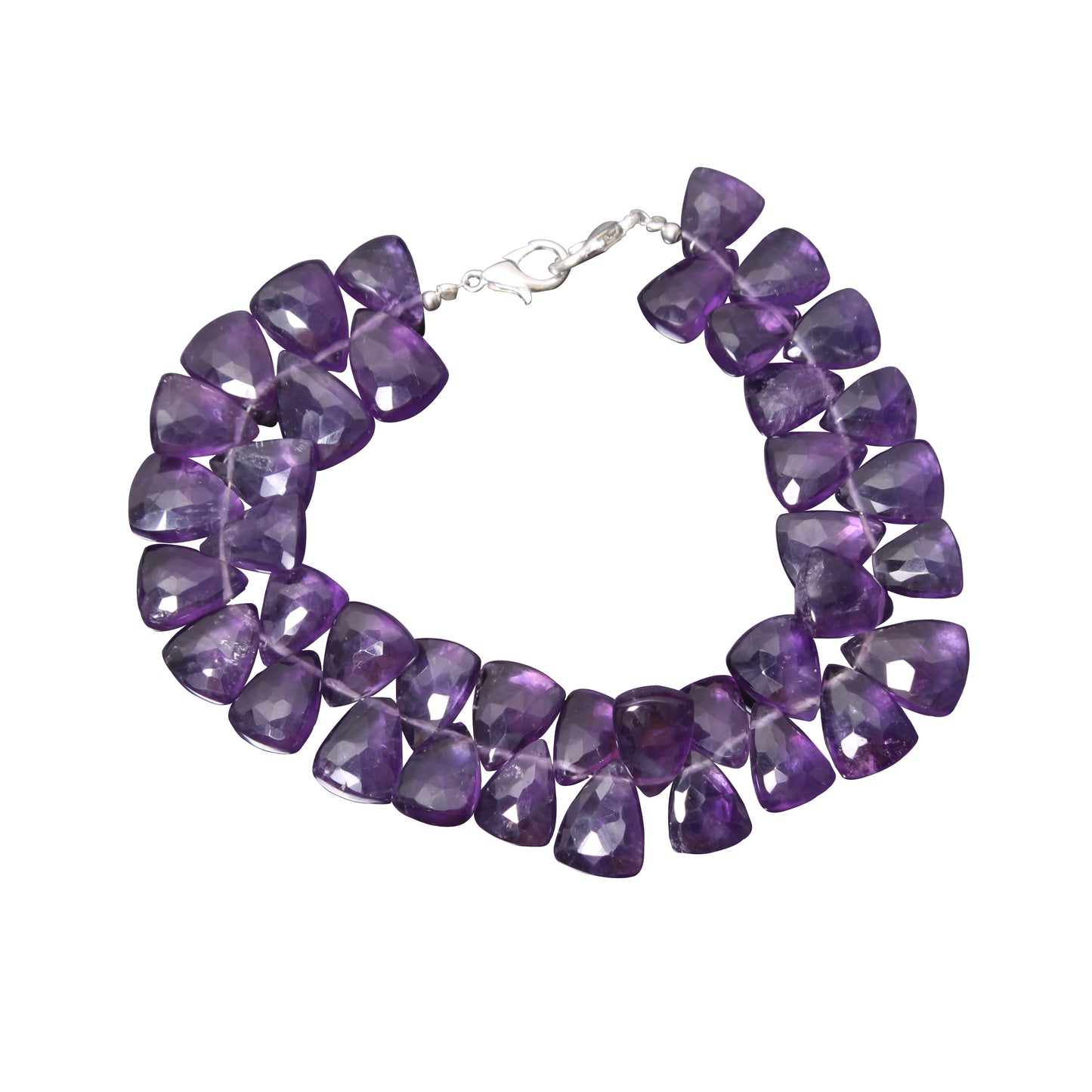 Natural Purple Amethyst Fancy Bracelet with silver lock