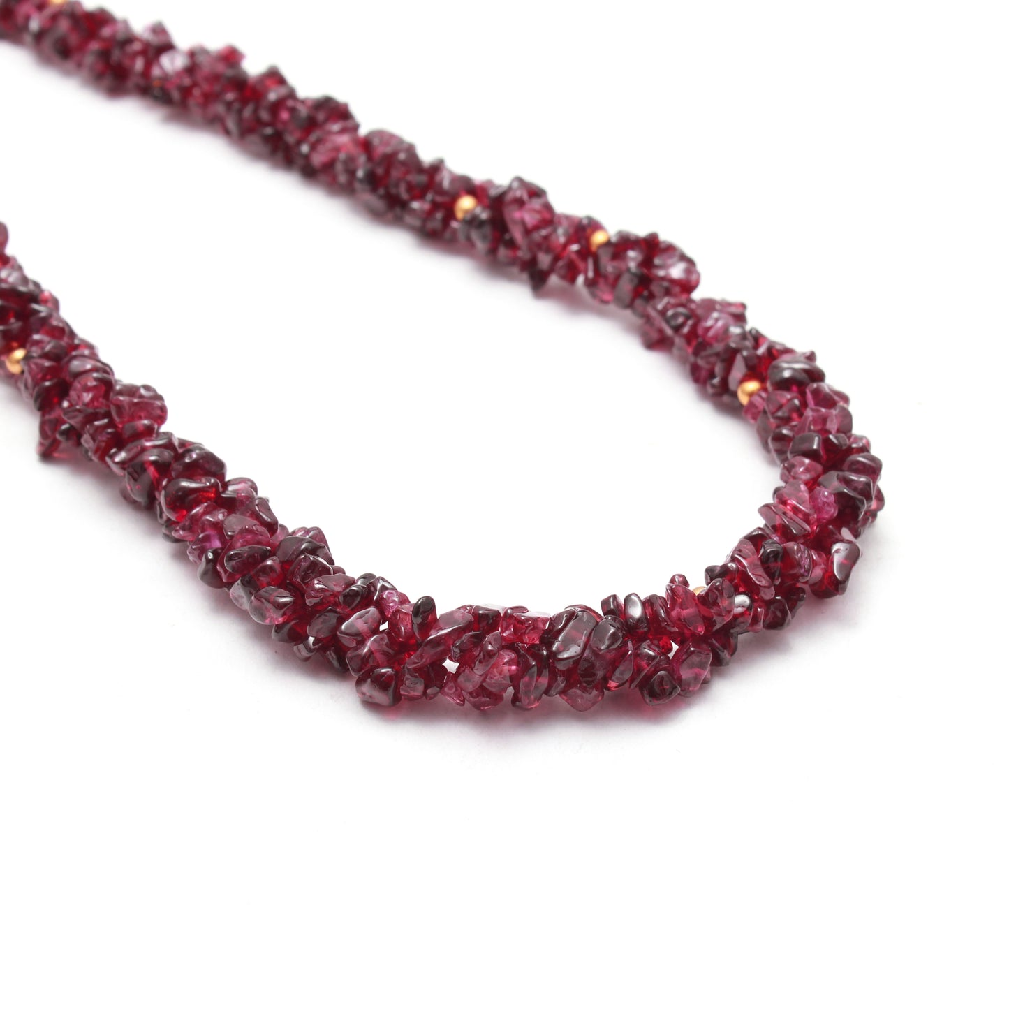Birthstone Garnet Chips Beaded Necklace, Handmade Beads Jewelry