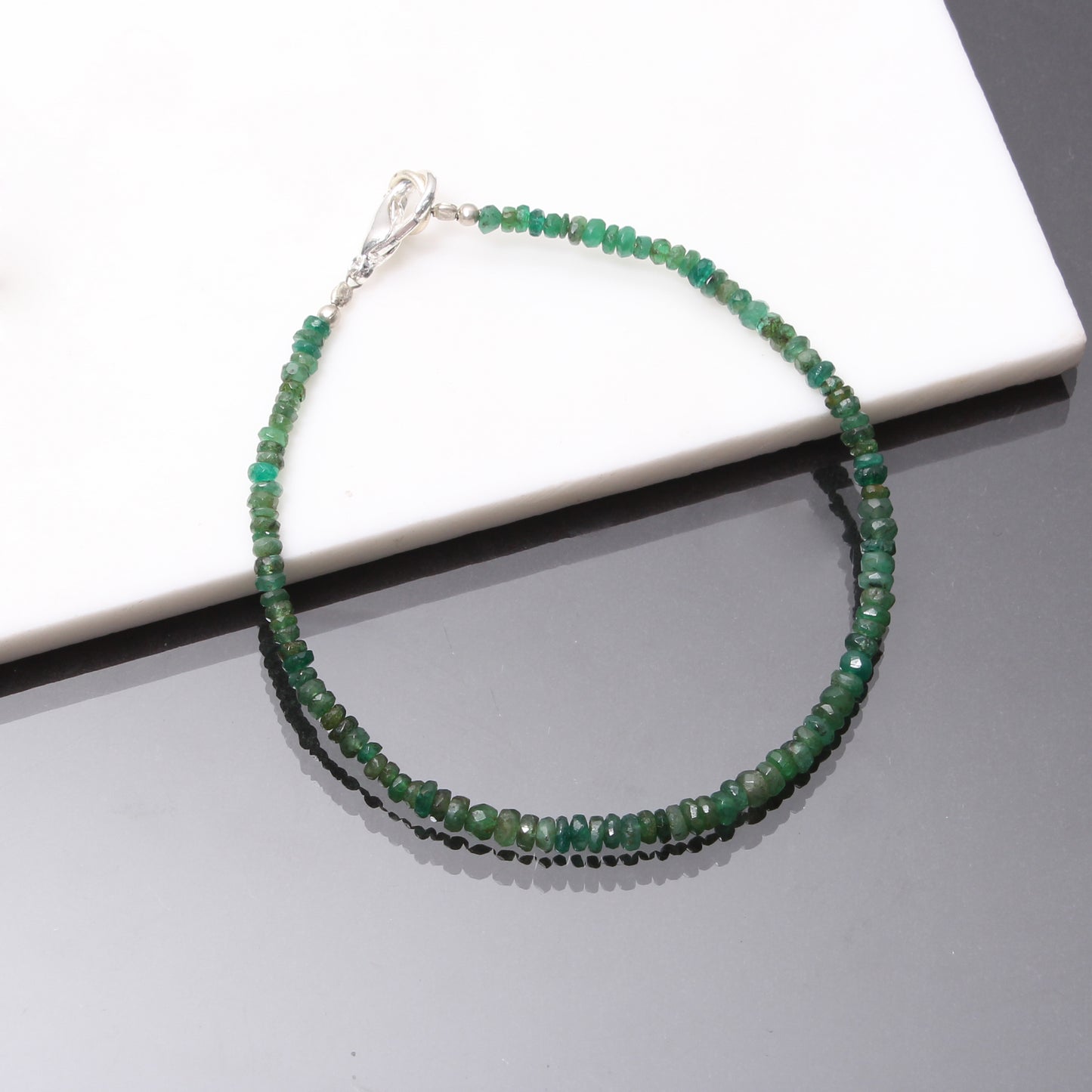 Natural Dark Shade Emerald Beaded bracelet-AAA emerald jewelry-valentine Gift