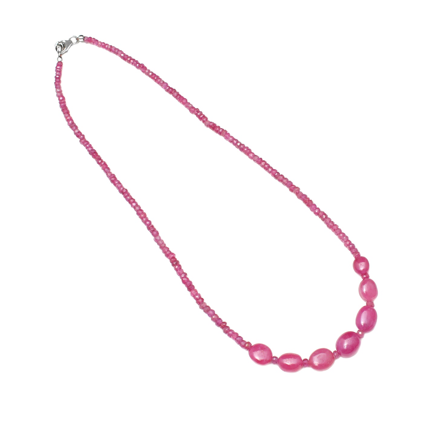 Unique Ruby Gemstone Necklace with Oval and Rondelle Beads