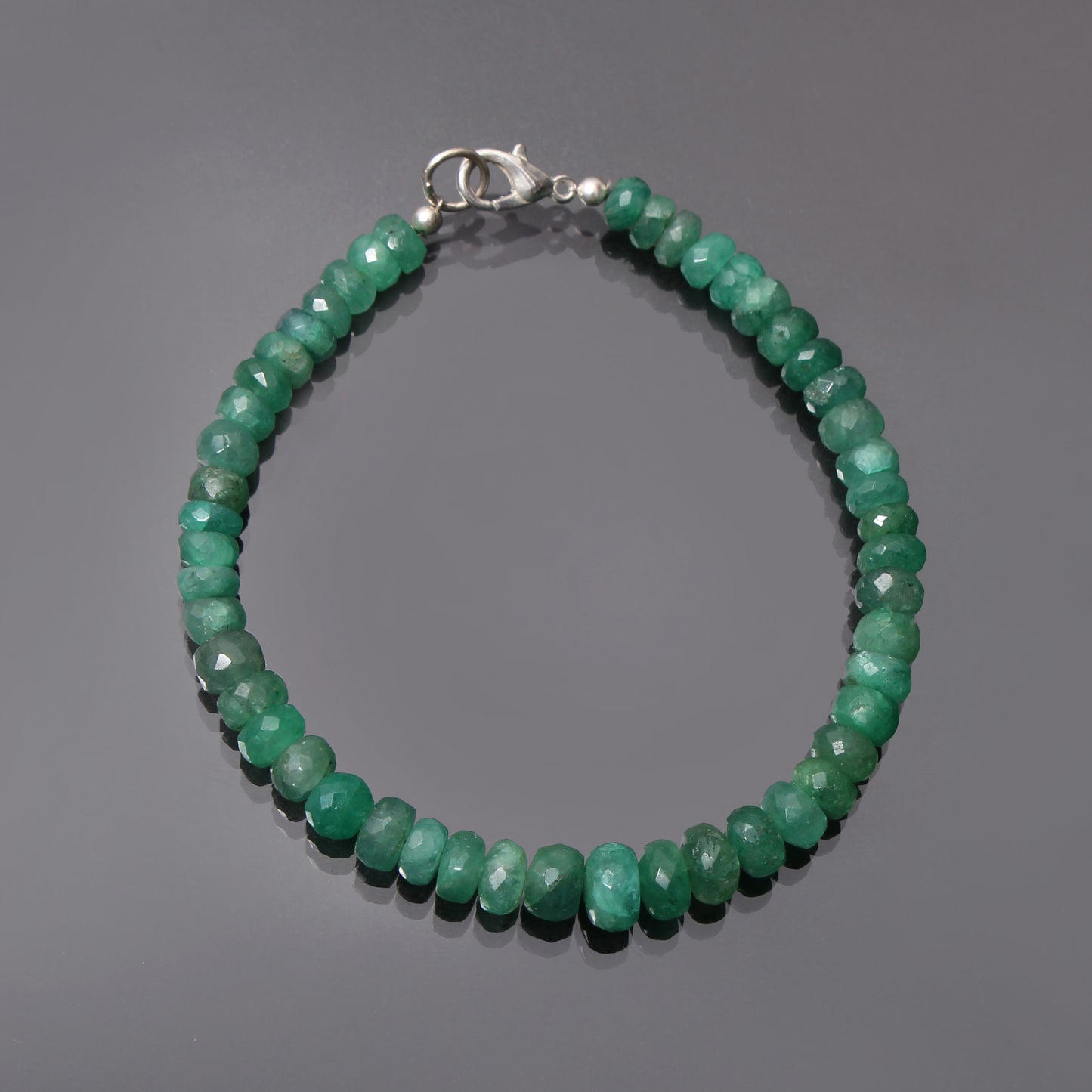 AAA+ Natural Emerald Beaded Bracelet, 5.5-8mm Emerald Faceted Rondelle Beads Bracelet, Natural Zambian Emerald Bracelet, Emerald Beaded Jewelry