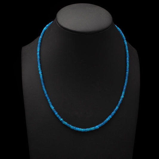 Natural Blue Ethiopian Opal Rondelle Beaded Necklace