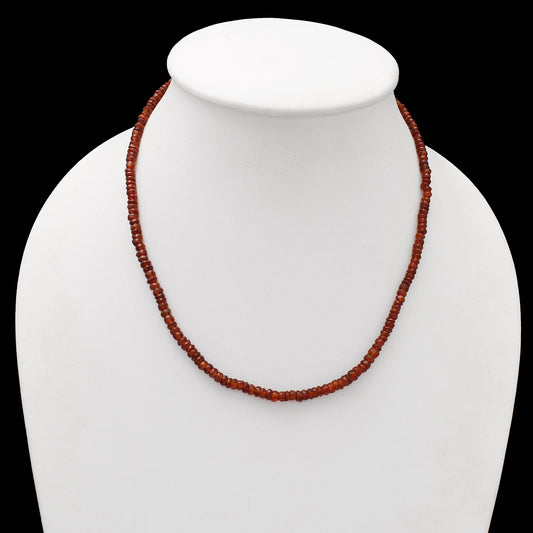 Natural Hessonite Garnet Necklace with Silver Clasp