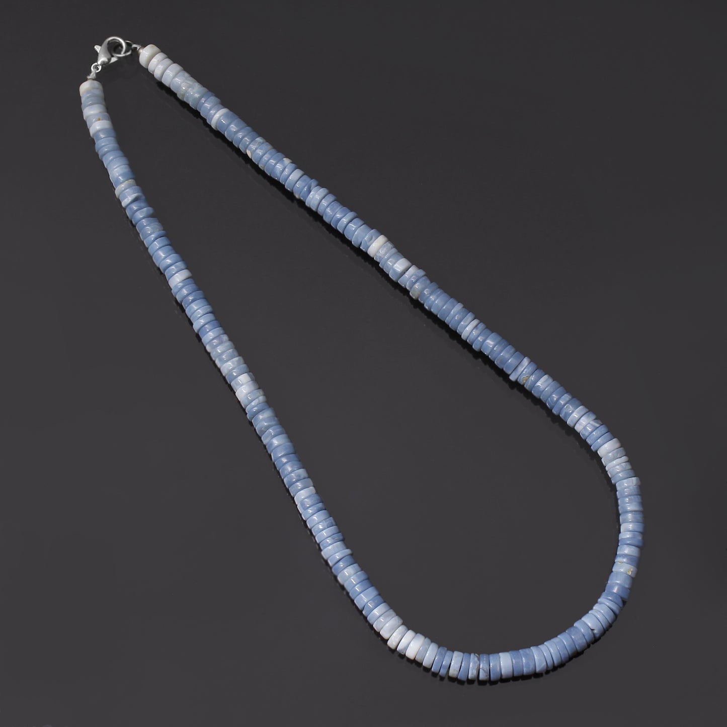 Blue Peruvian Opal Gemstone Bead Smooth Tyre Beads Necklace