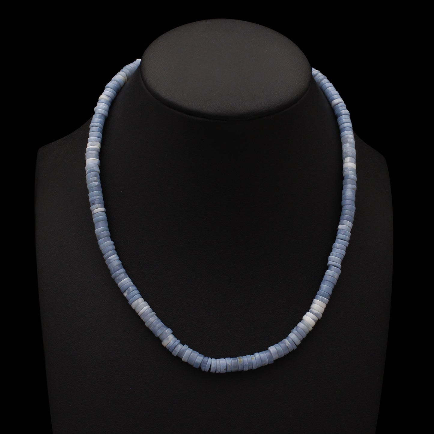 Blue Peruvian Opal Gemstone Bead Smooth Tyre Beads Necklace