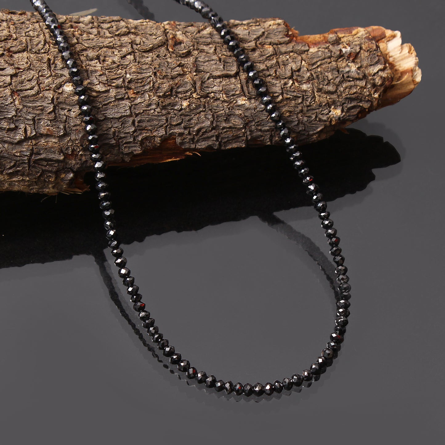 Natural Black Diamond Beaded Necklace