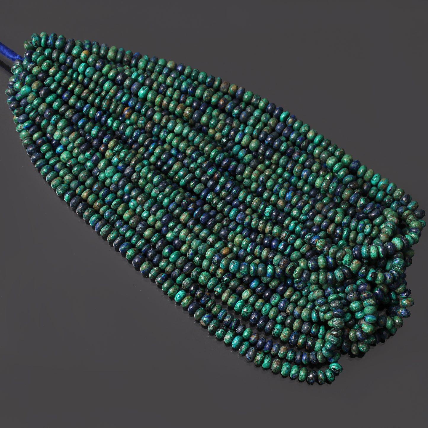 Natural Azurite Malachite Smooth Rondelle Gemstone Beads Strand 16" inches – Elevate Your Jewelry Design