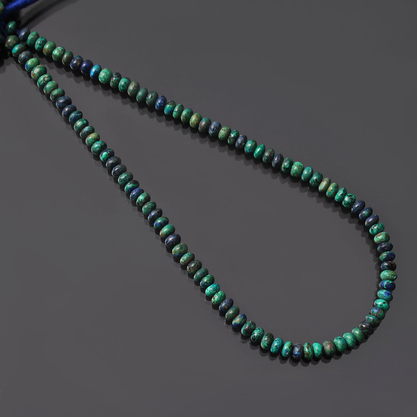 Natural Azurite Malachite Smooth Rondelle Gemstone Beads Strand 16" inches – Elevate Your Jewelry Design