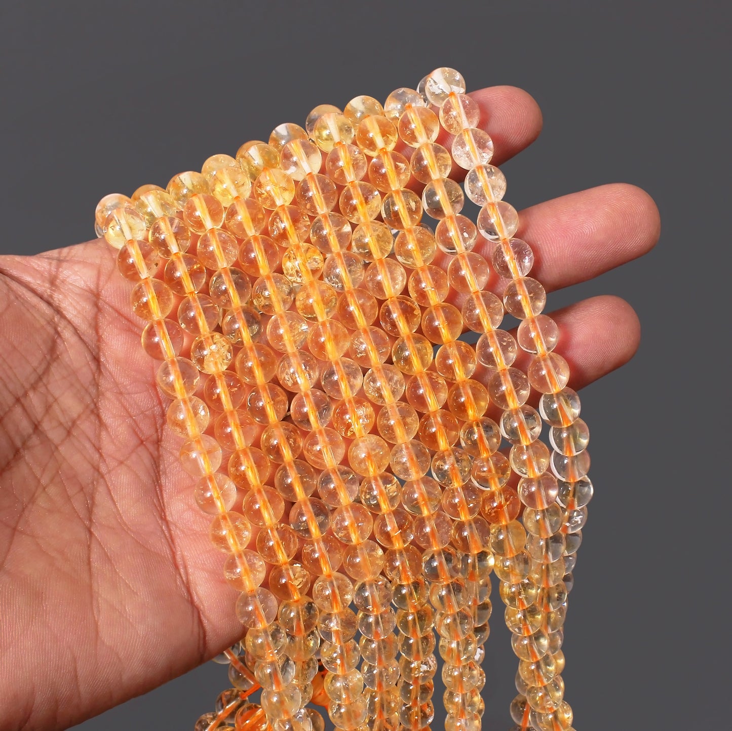 Citrine Smooth Round Beads Strands 15.5 Inch