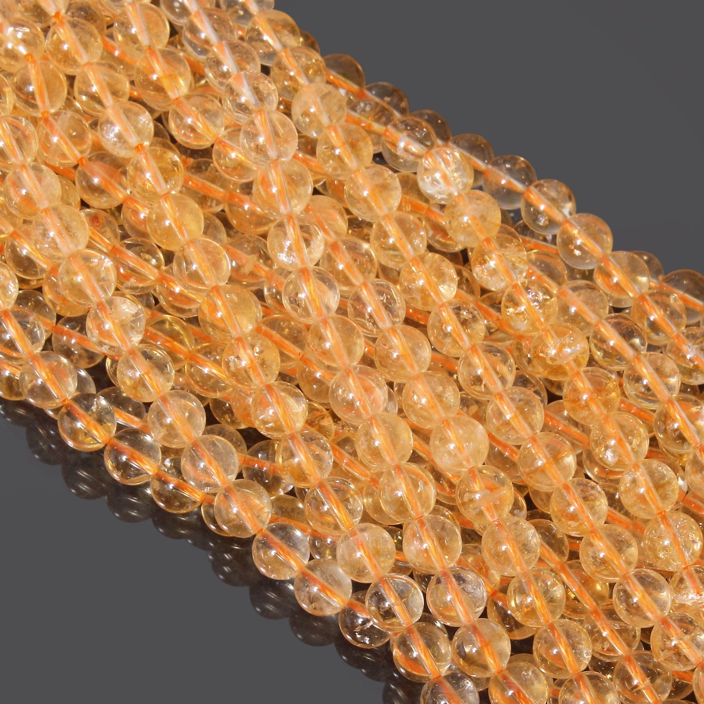 Citrine Smooth Round Beads Strands 15.5 Inch