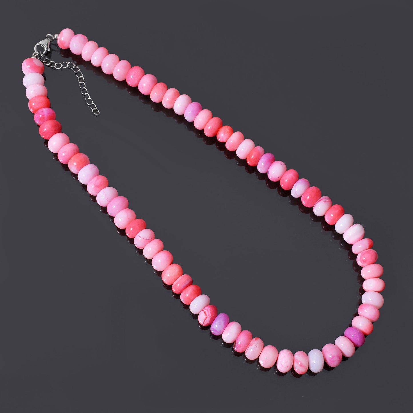 Candy Pink Shaded Opal Beaded Necklace