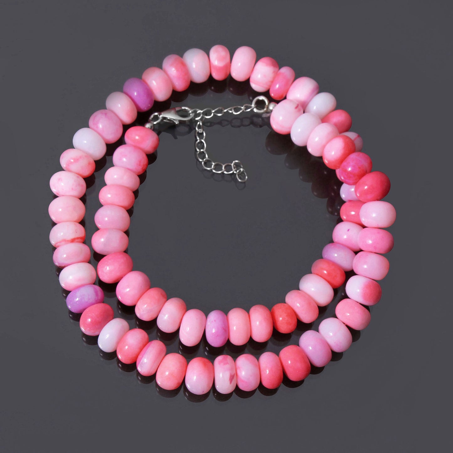 Candy Pink Shaded Opal Beaded Necklace
