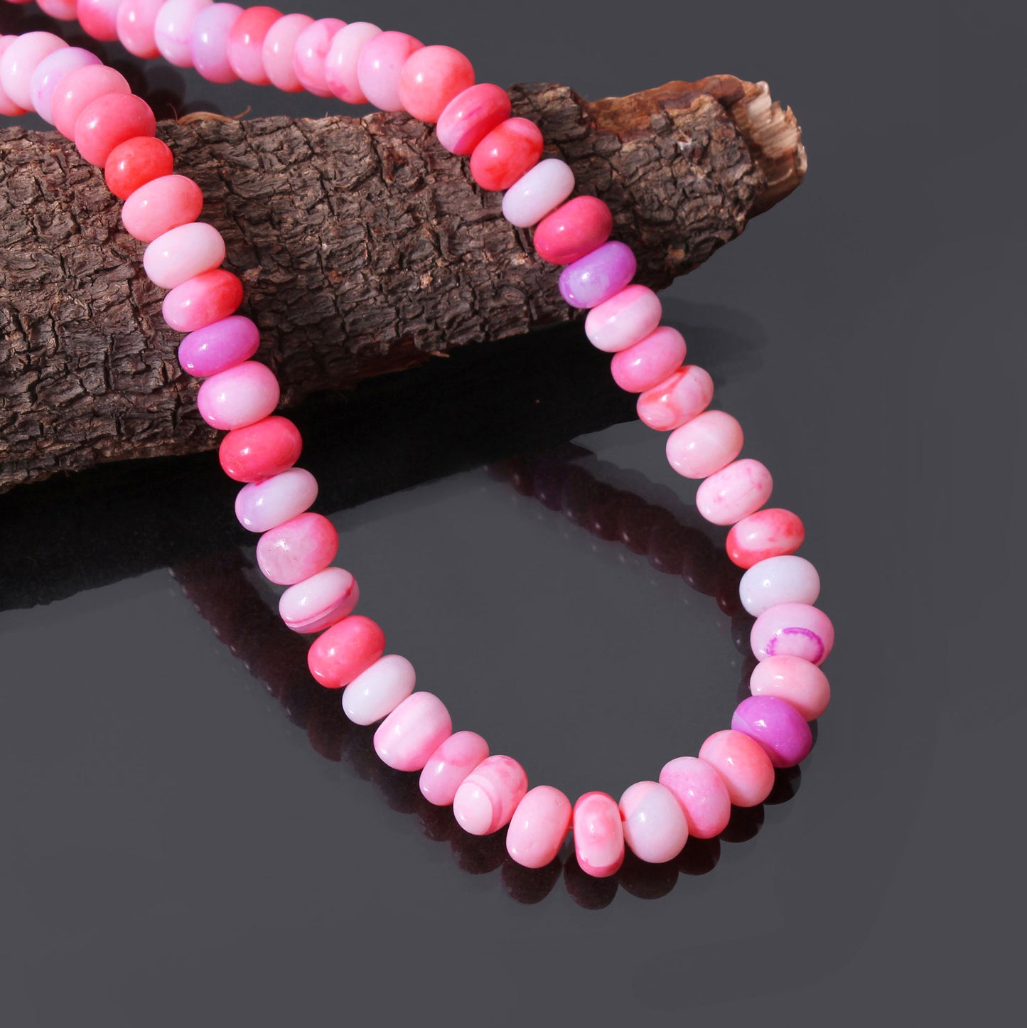 Candy Pink Shaded Opal Beaded Necklace
