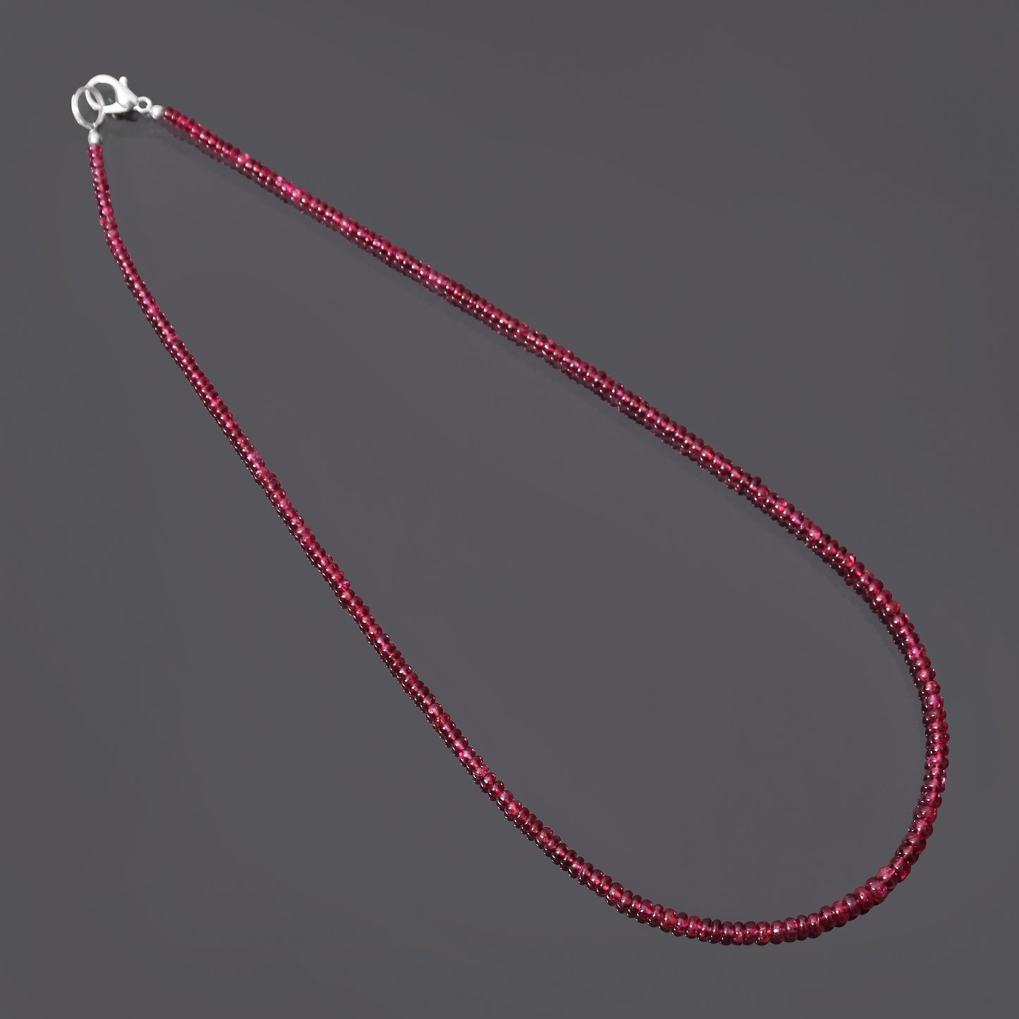Scarlet Elegance: Red Spinel Smooth Rondelle Necklace
