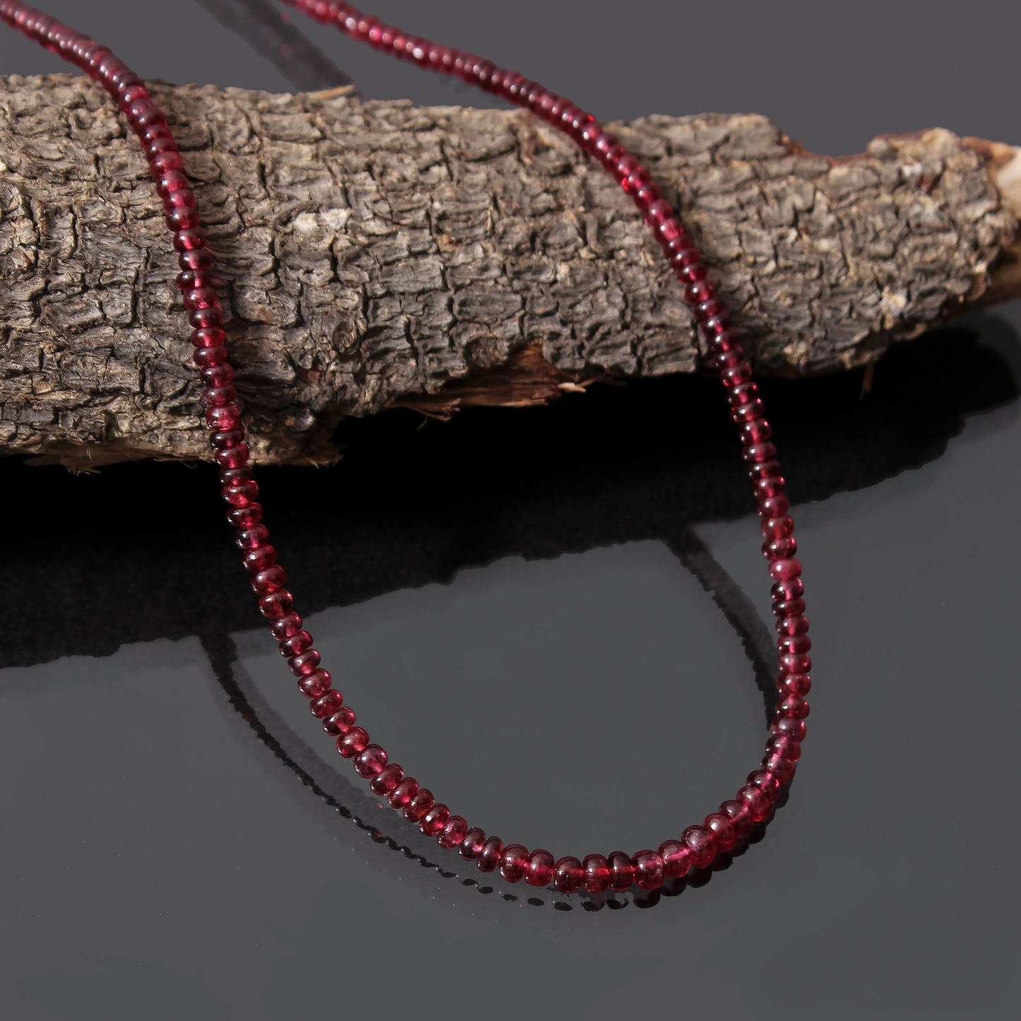 Scarlet Elegance: Red Spinel Smooth Rondelle Necklace