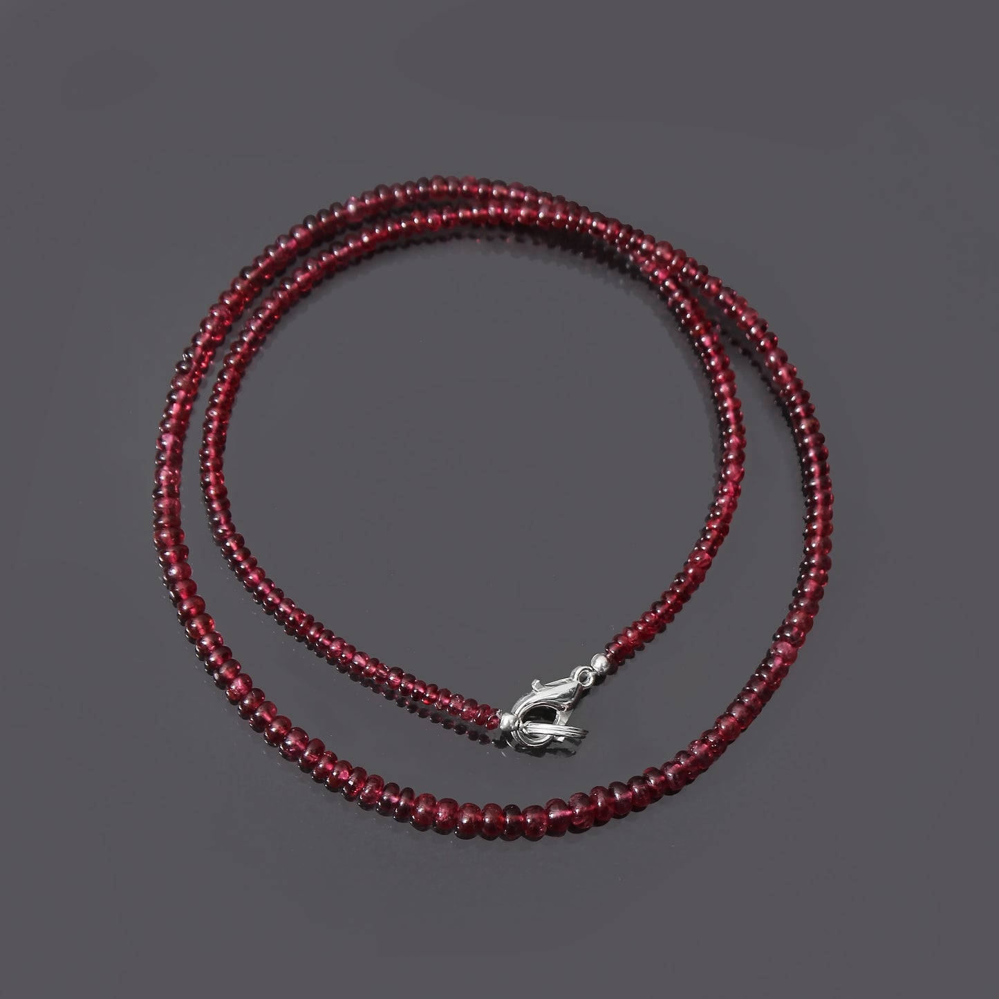 Scarlet Elegance: Red Spinel Smooth Rondelle Necklace