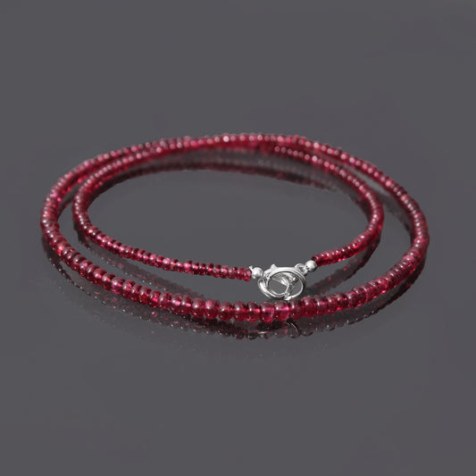Scarlet Elegance: Red Spinel Smooth Rondelle Necklace