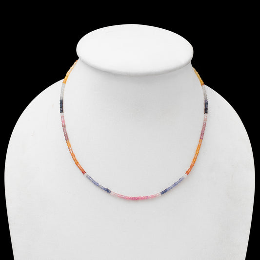Natural sapphire faceted rondelle bead necklace