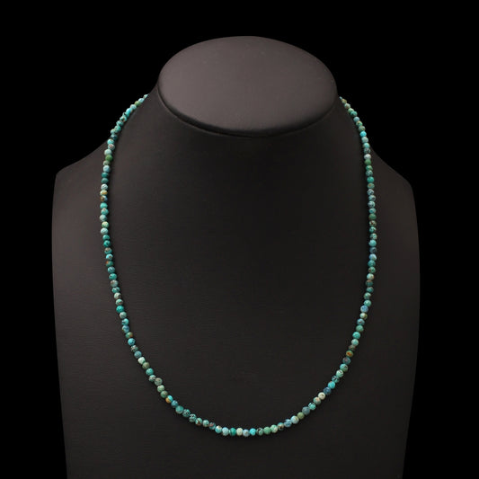 Natural Turquoise Faceted Round 3mm Beaded Necklace - Every Occasion Jewelry