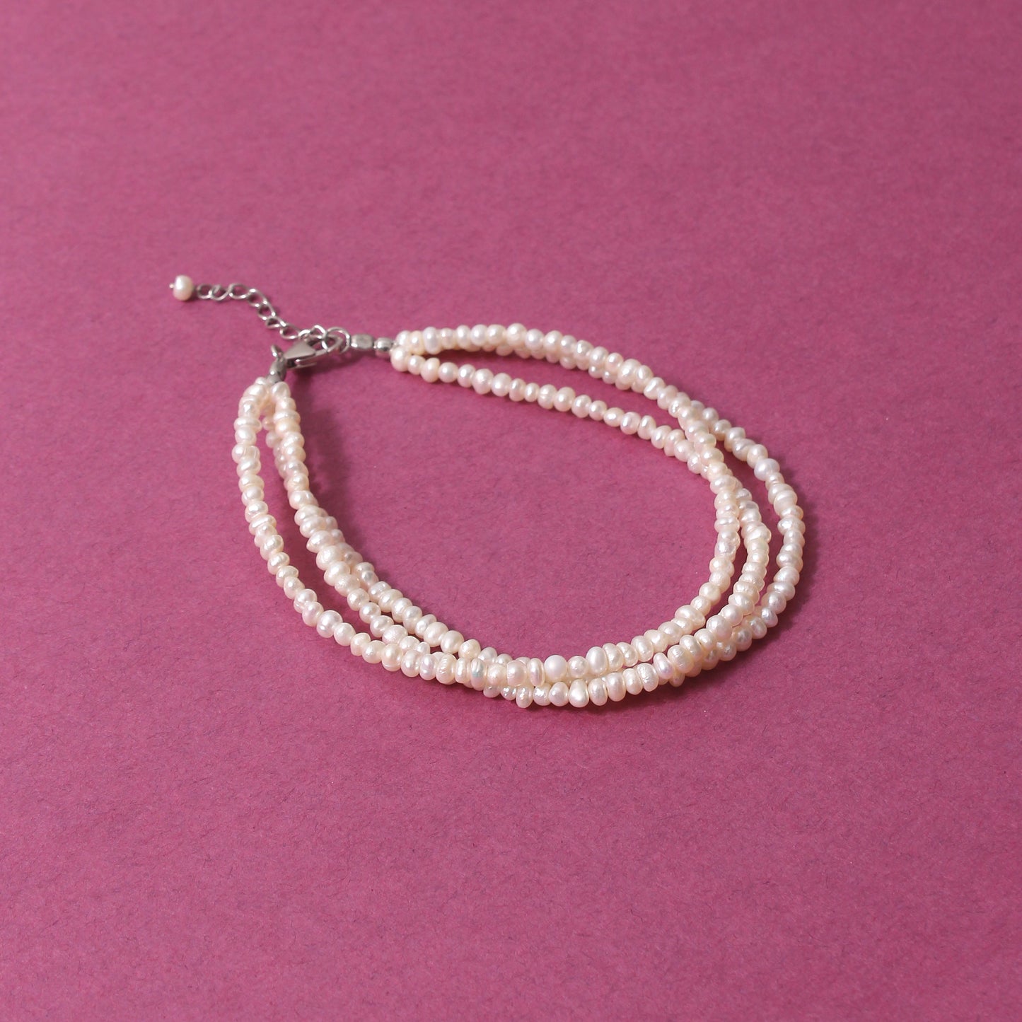natural pearl triple layered earring with 925 silver lobster lock