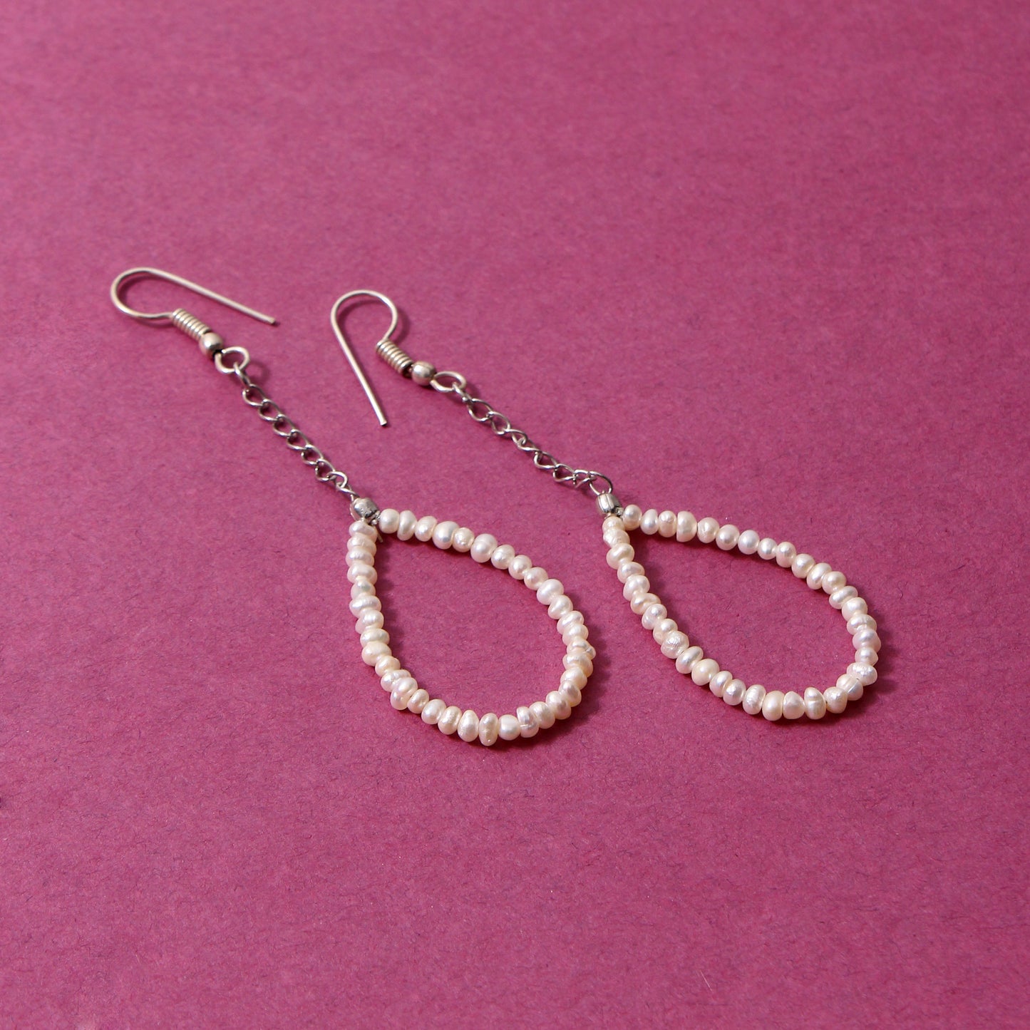 natural pearl pear shape earring with 925 silver dangle