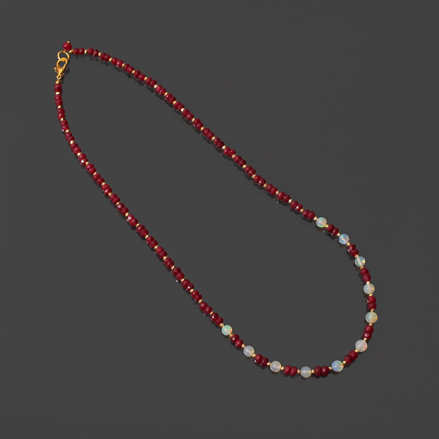 Ethiopian-ruby beaded 925 silver clasp necklace