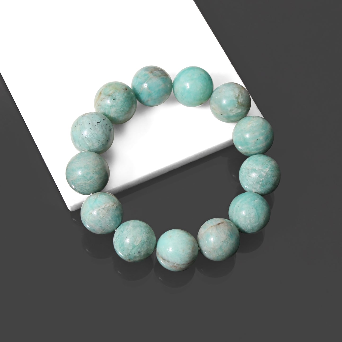 Natural Amazonite Round Bead Bracelet